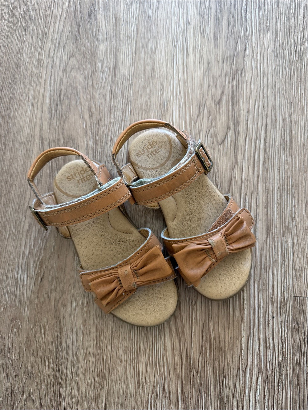 Stride Rite Toddler Tan Bow Strap Sandals